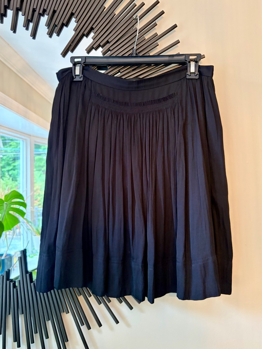 Banana Republic Midi Black Pleated Skirt